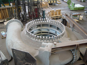 Turbine coated internally for erosion-corrosion protection